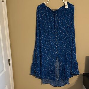 Dip High-Low Blue Floral Skirt